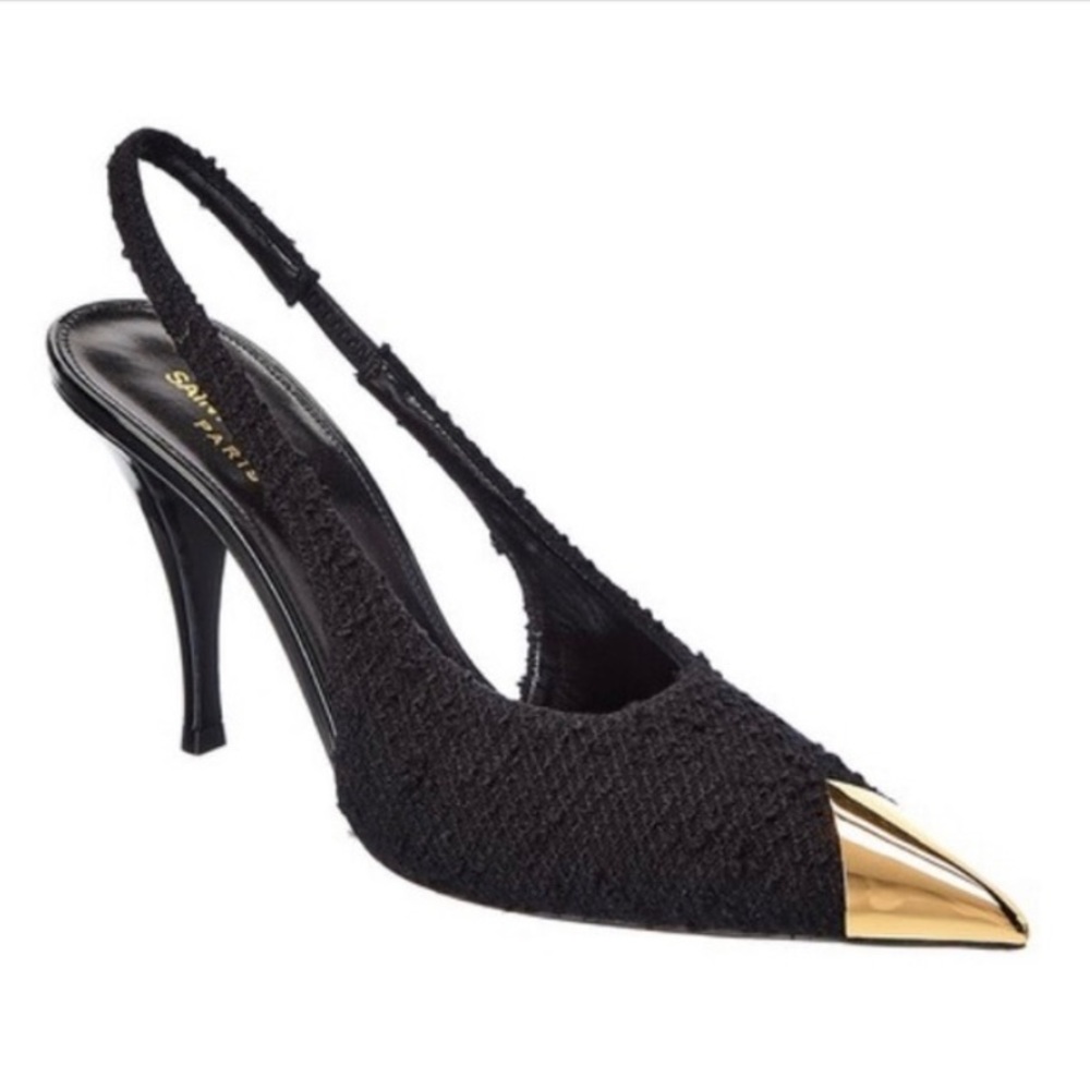 Saint Laurent Black Maike Wool 90 mm Slickback Pump